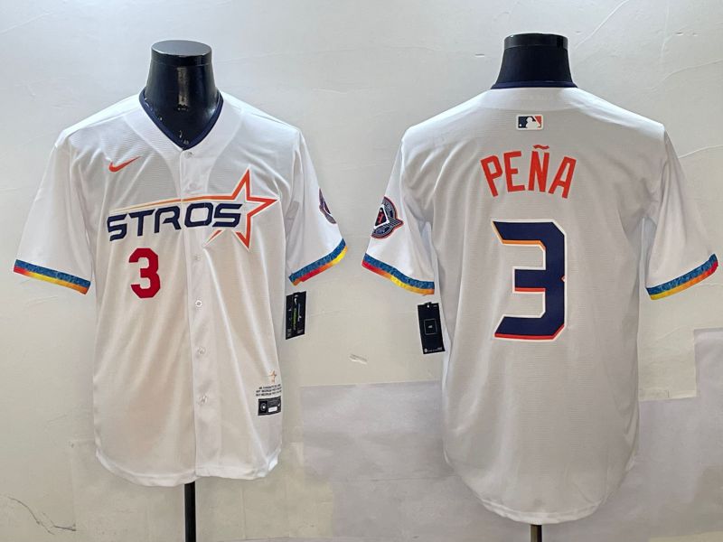 Men Houston Astros #3 Pena White Fourth generation Joint Name 2025 Nike MLB Jersey style 10->houston astros->MLB Jersey